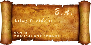 Balog Alvián névjegykártya